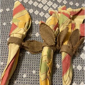 Set of 3 spring placemats with bunny ears napkin holders